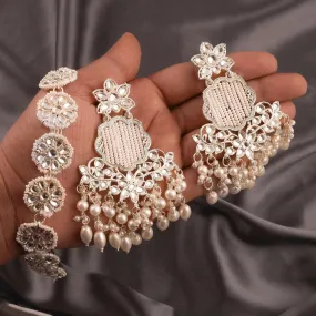 Elegant Gold Plated White Pearl Jewellery Set