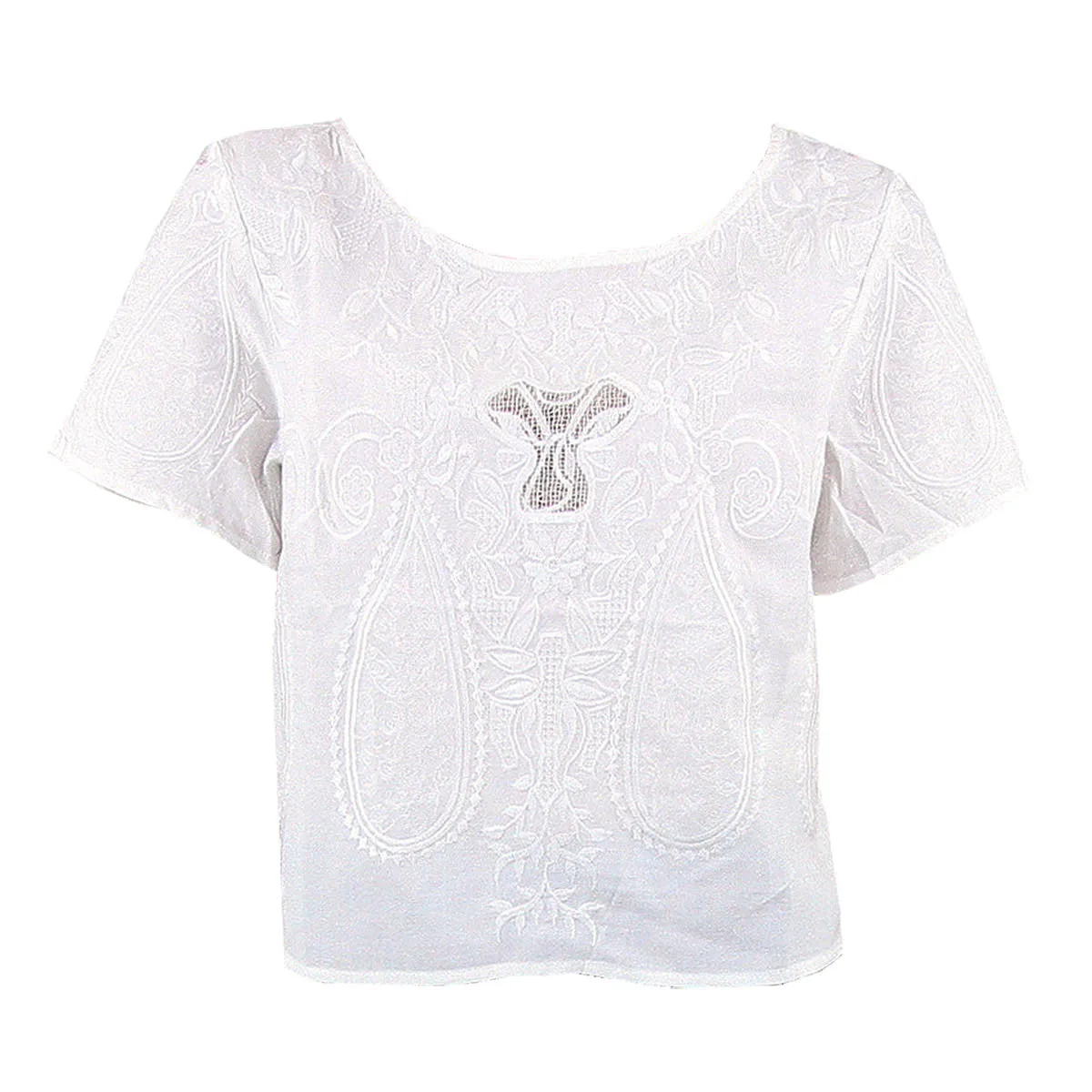 Embroidered White Crop Top
