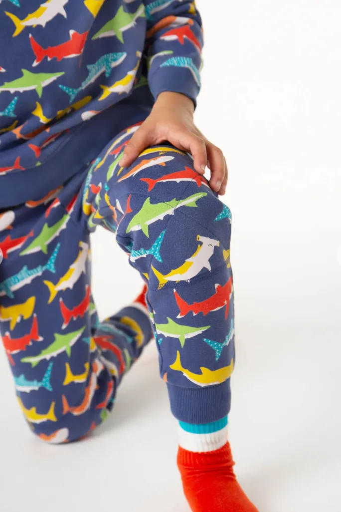 Frugi Switch Printed Snug Joggers in Shiver of Sharks