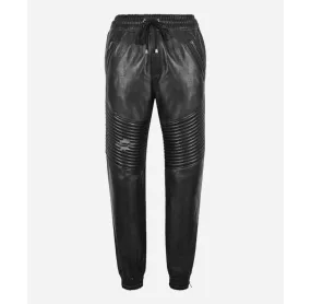 JOGGER Leather Jogging Bottom Men's Quilted Classic Leather Track Pants