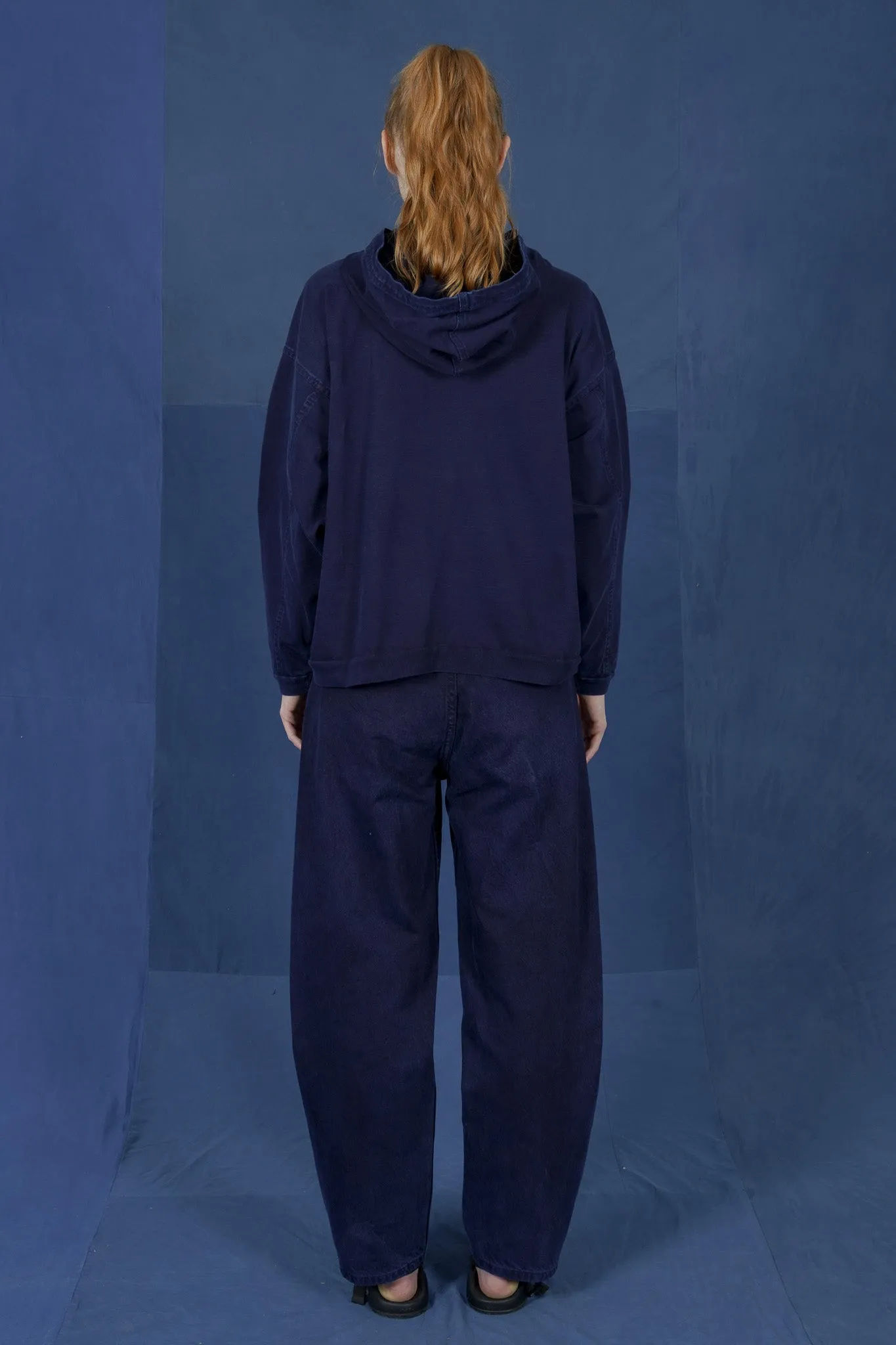 LM x OB Check Circle Zip Up Hoodie 2024 - Indigo