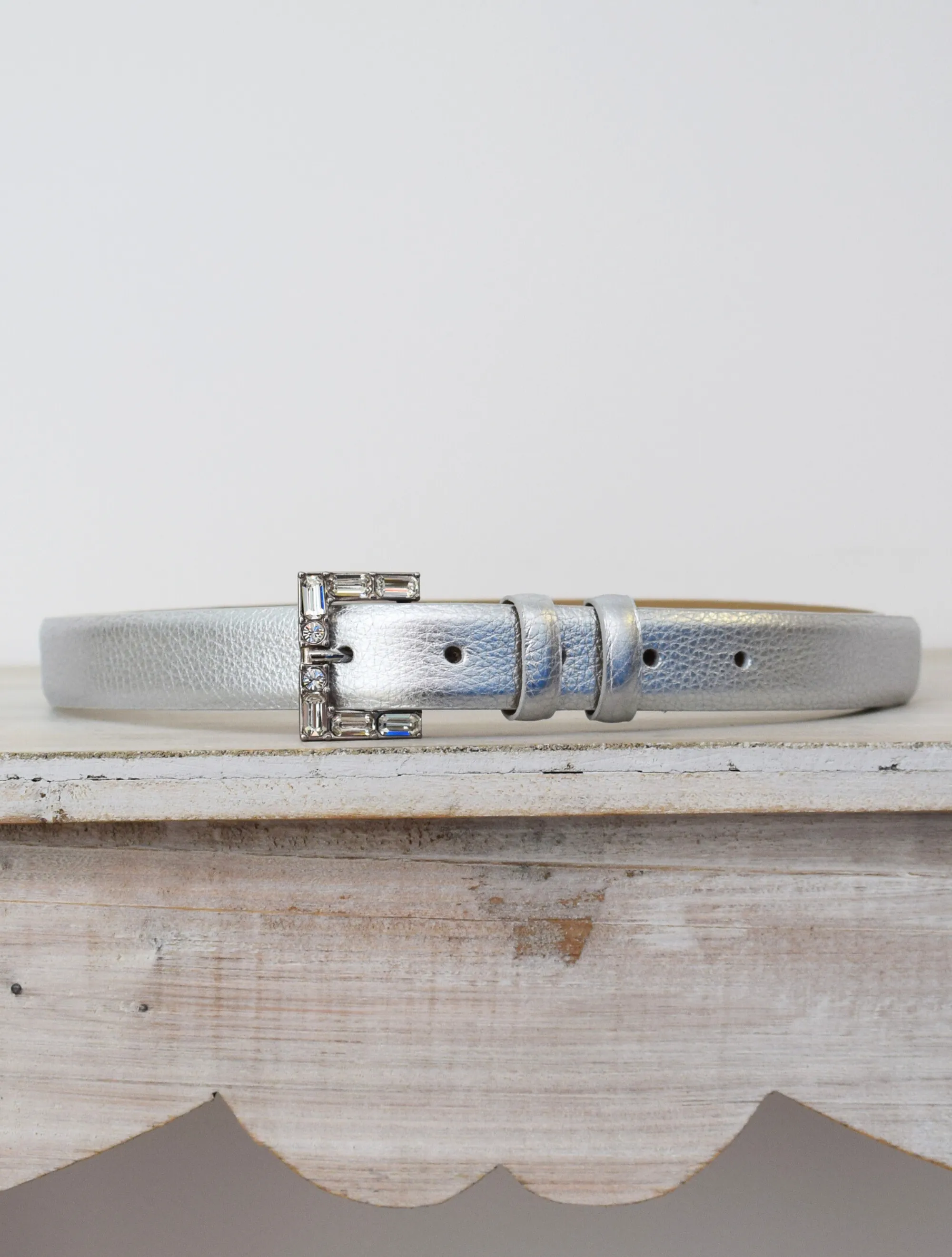Medium Belt Leather Shimmer Silver