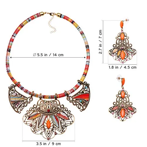 Multicolor Handmade Ethnic Set, Necklace and Earrings