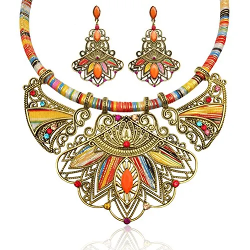 Multicolor Handmade Ethnic Set, Necklace and Earrings