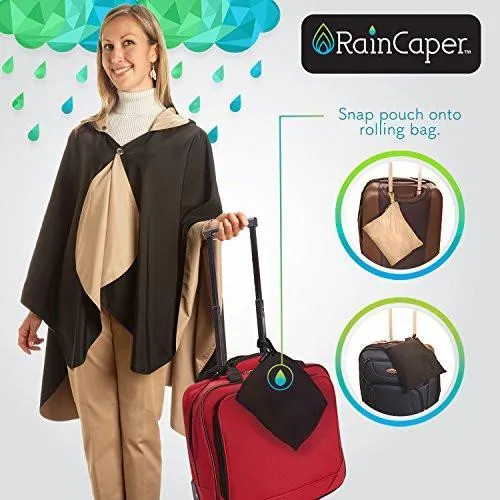 RainCaper Reversible Rain Cape in Black With Crimson Houndstooth