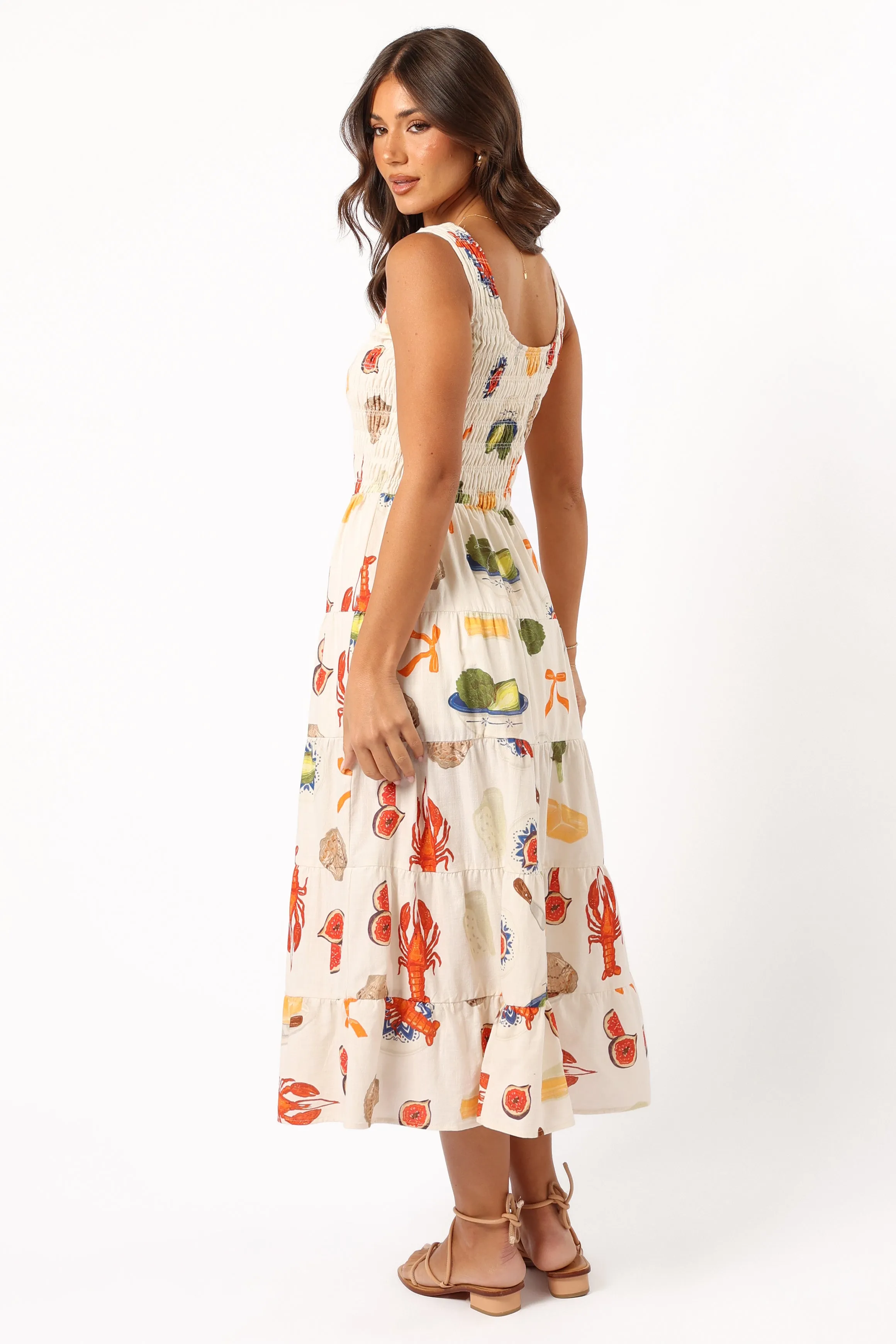 Starlette Midi Dress - Cream Multi