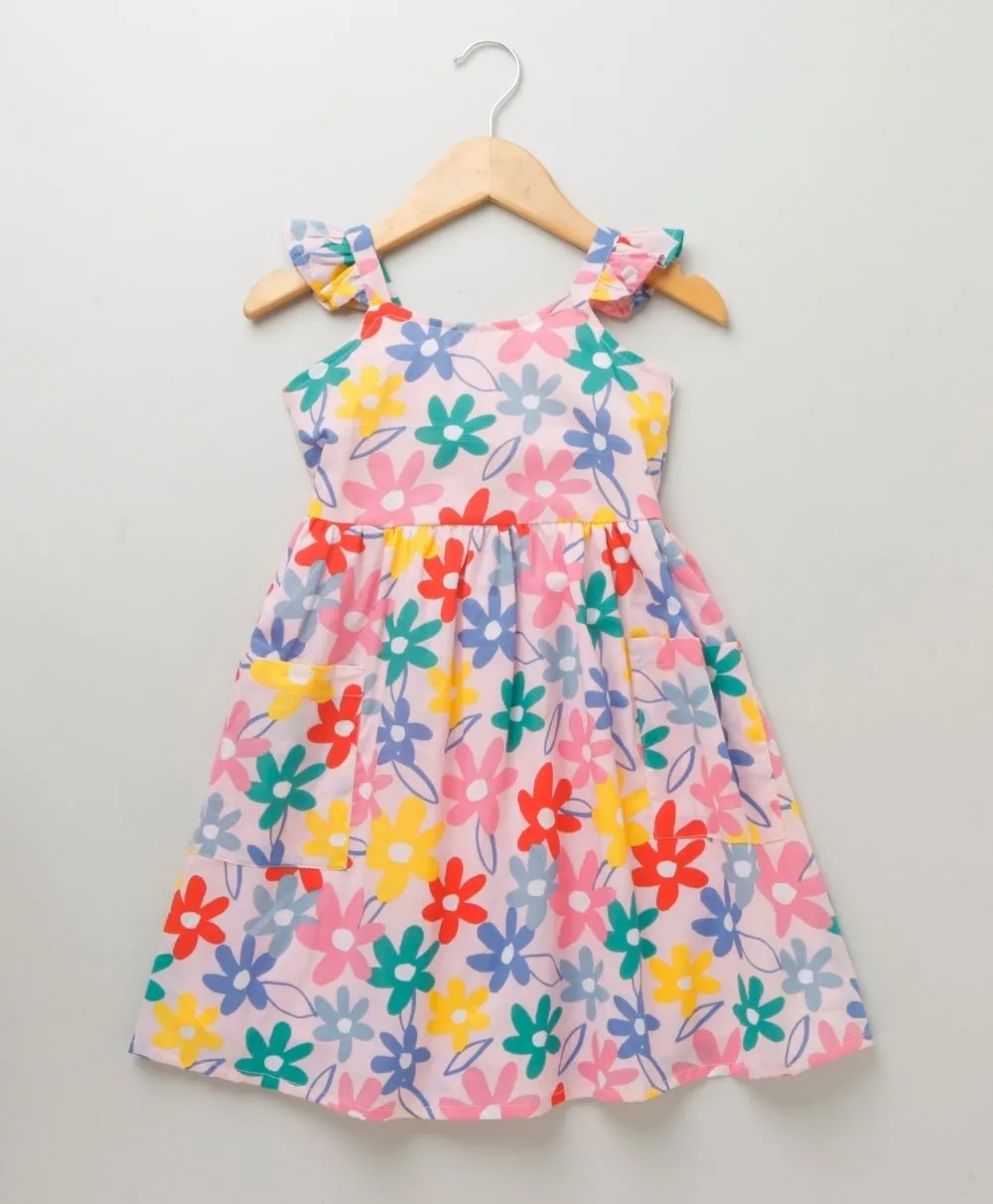 Sweetlime by AS Girl Floral Print Backless Crisscross Knot Flutter- Sleeve Dress