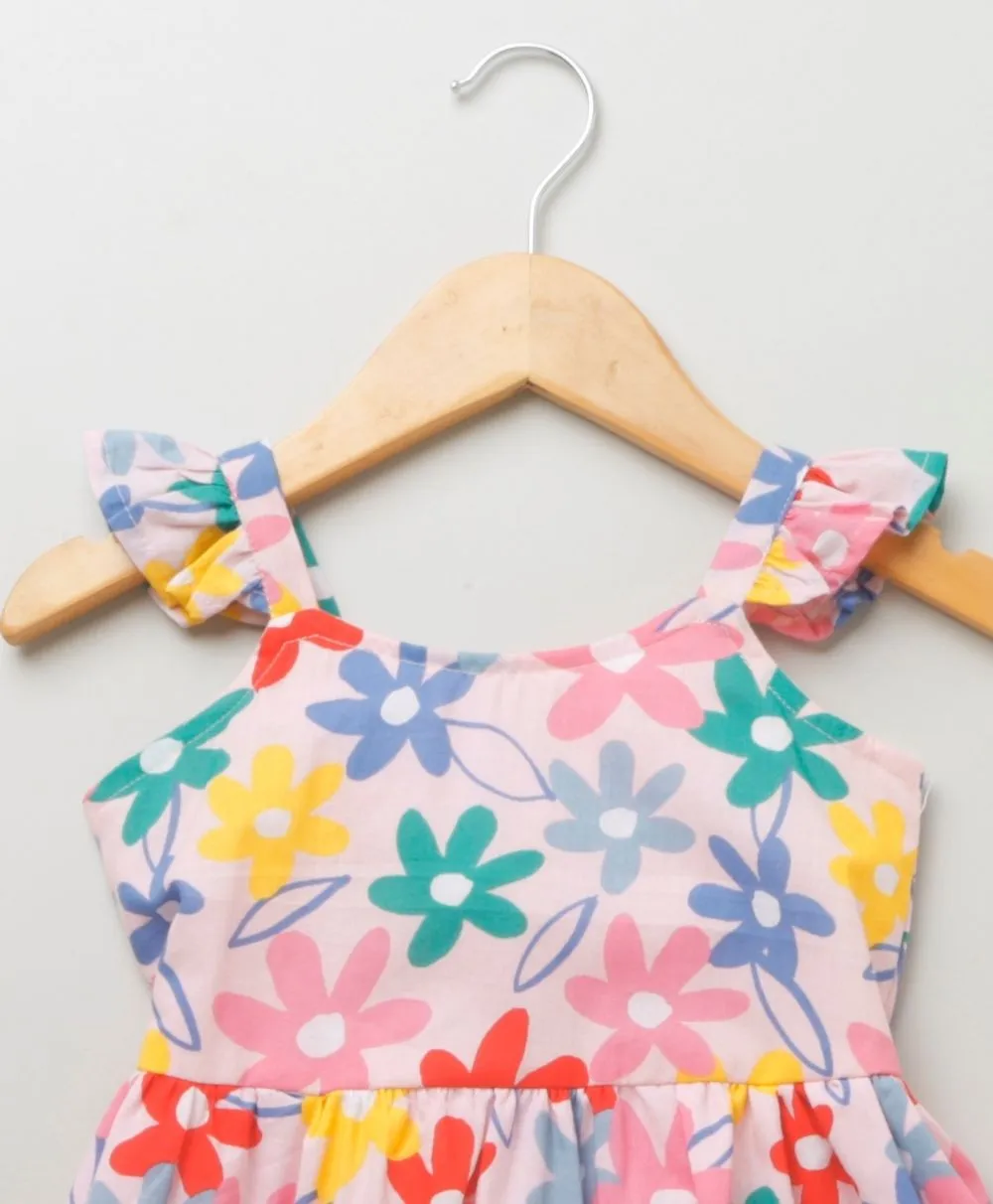 Sweetlime by AS Girl Floral Print Backless Crisscross Knot Flutter- Sleeve Dress