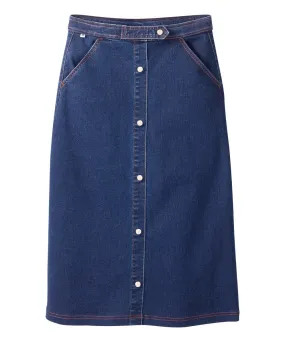 Women's Self Dressing Pull-on Denim Midi Skirt